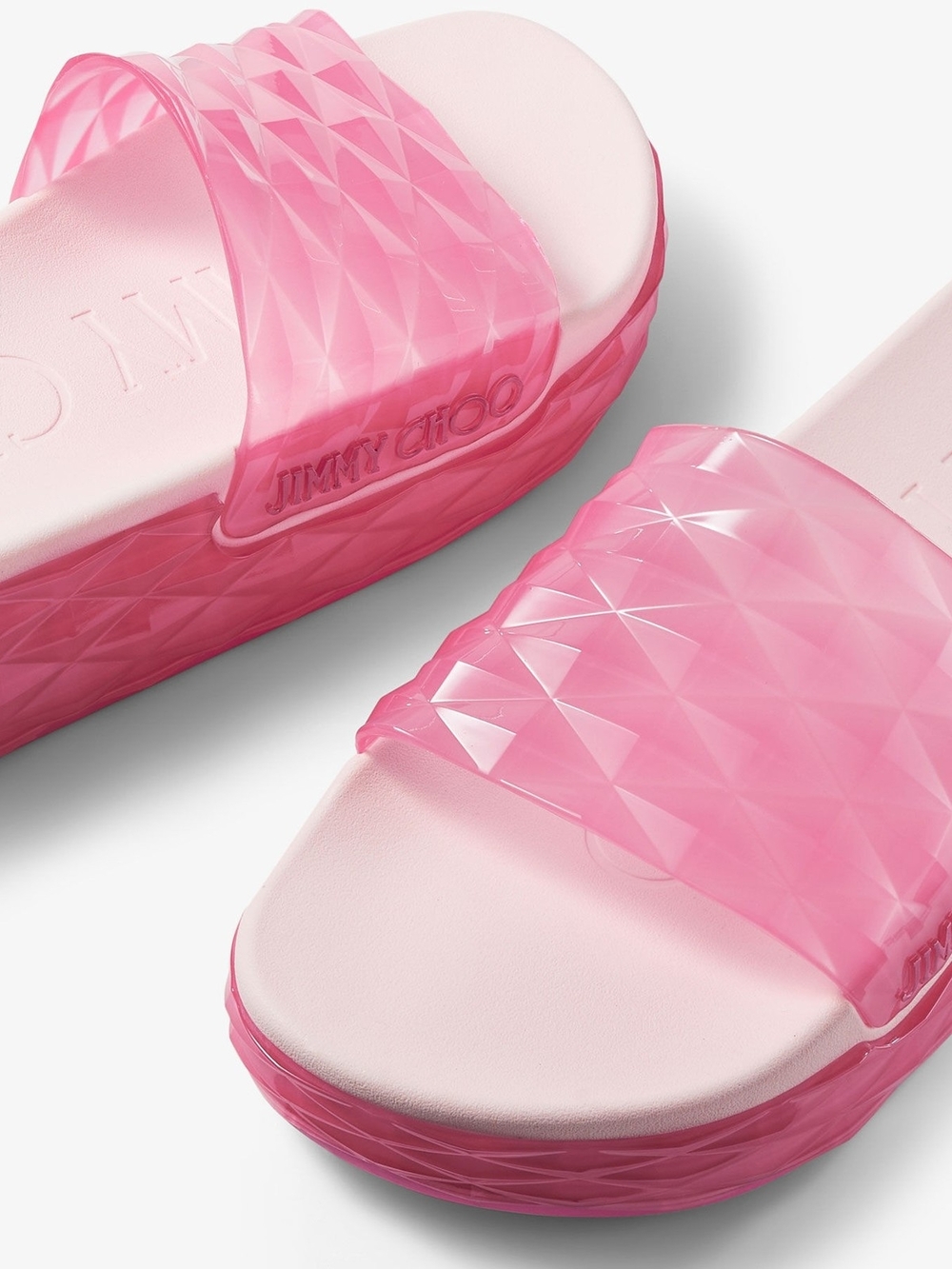🌟Jimmy Choo Pink Gem-Textured Platform Slide Sandals